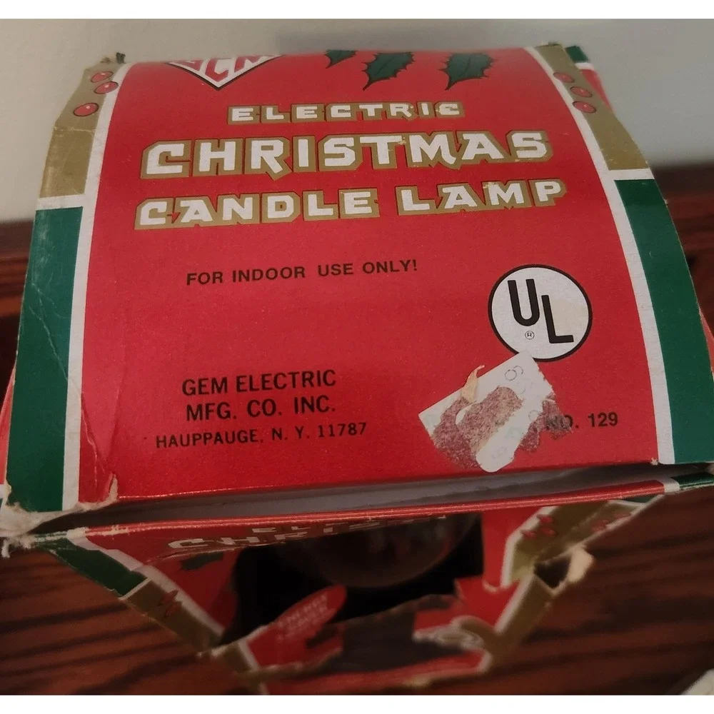 Vintage GEM Electric Christmas Candle Lamp With Original‎ Box